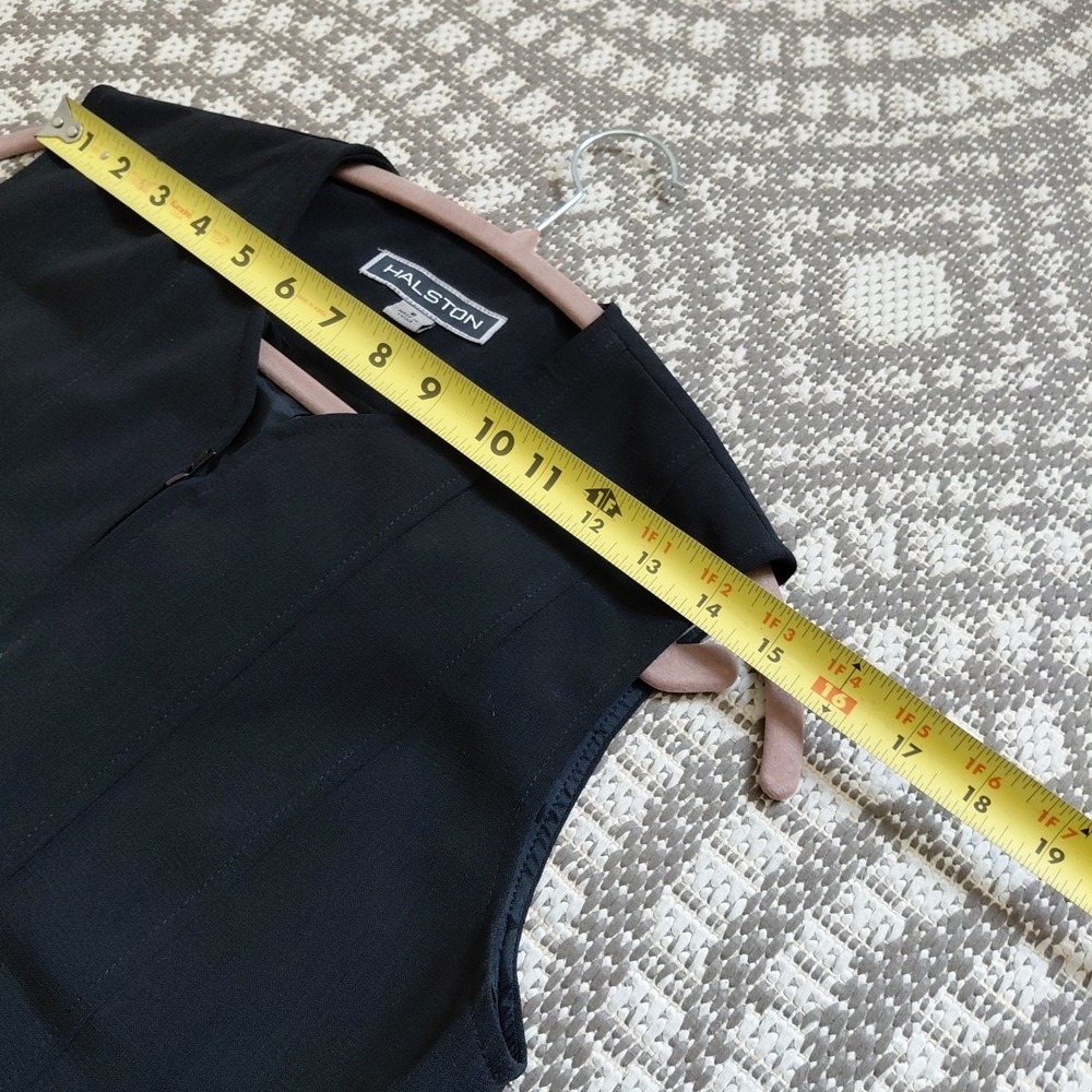 Halston Set Vest Long Jacket Womens 8 Vintage Black Lagonlook Minimalist Career - Picture 15 of 16